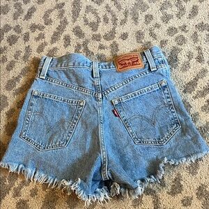 Levi's Light Blue Frayed Denim Shorts